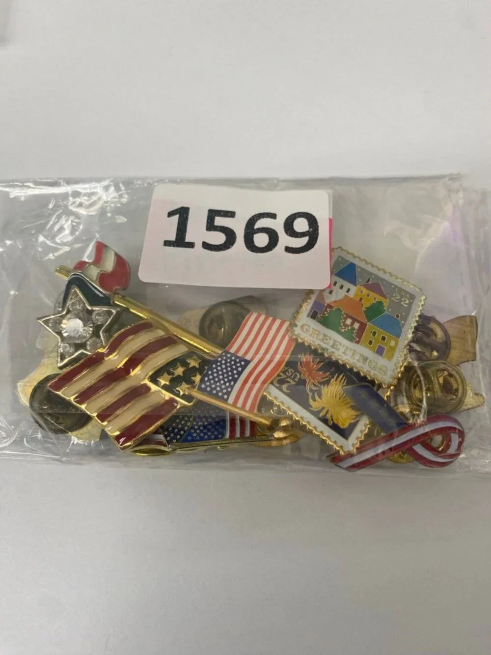 Enamel Pin LOT 16 Flags US Postage Stamps 1776 Yellow Ribbon Desert Storm Titan